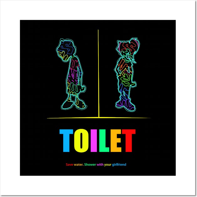 Dope woman and man toilet icon drawing from Slluks original Wall Art by slluks_shop